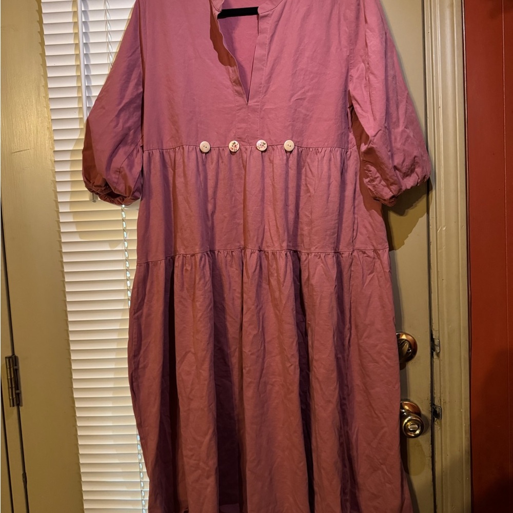 Zara Mauve Midi Dress with Button Detail
